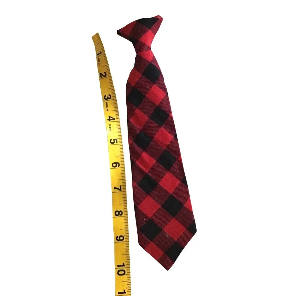 Toddler Boy Buffalo red/black Plaid Clip Tie